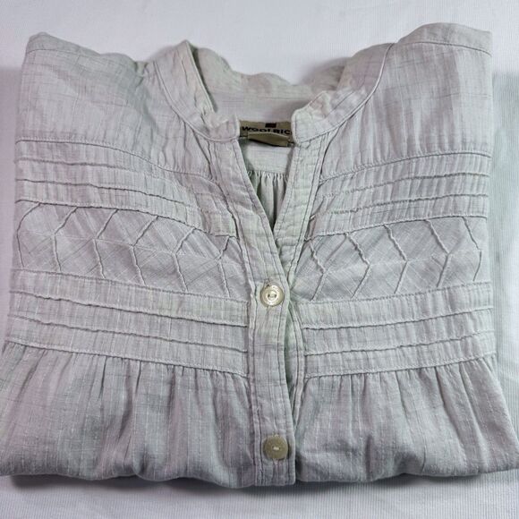 Woolrich Woman's Size S Long Sleeve Ivory Cotton Button Front Stitching - Picture 2 of 11